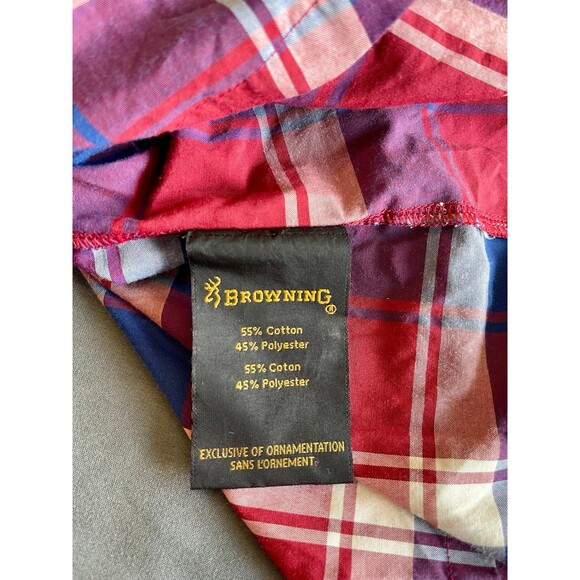 Browning Short Sleeve Plaid Button Up Large - Picture 6 of 6